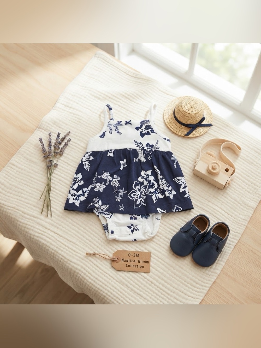 Carter's White and Navy Baby Bottoms